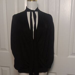 Zara Black Sleeveless Tie-Neck Blouse